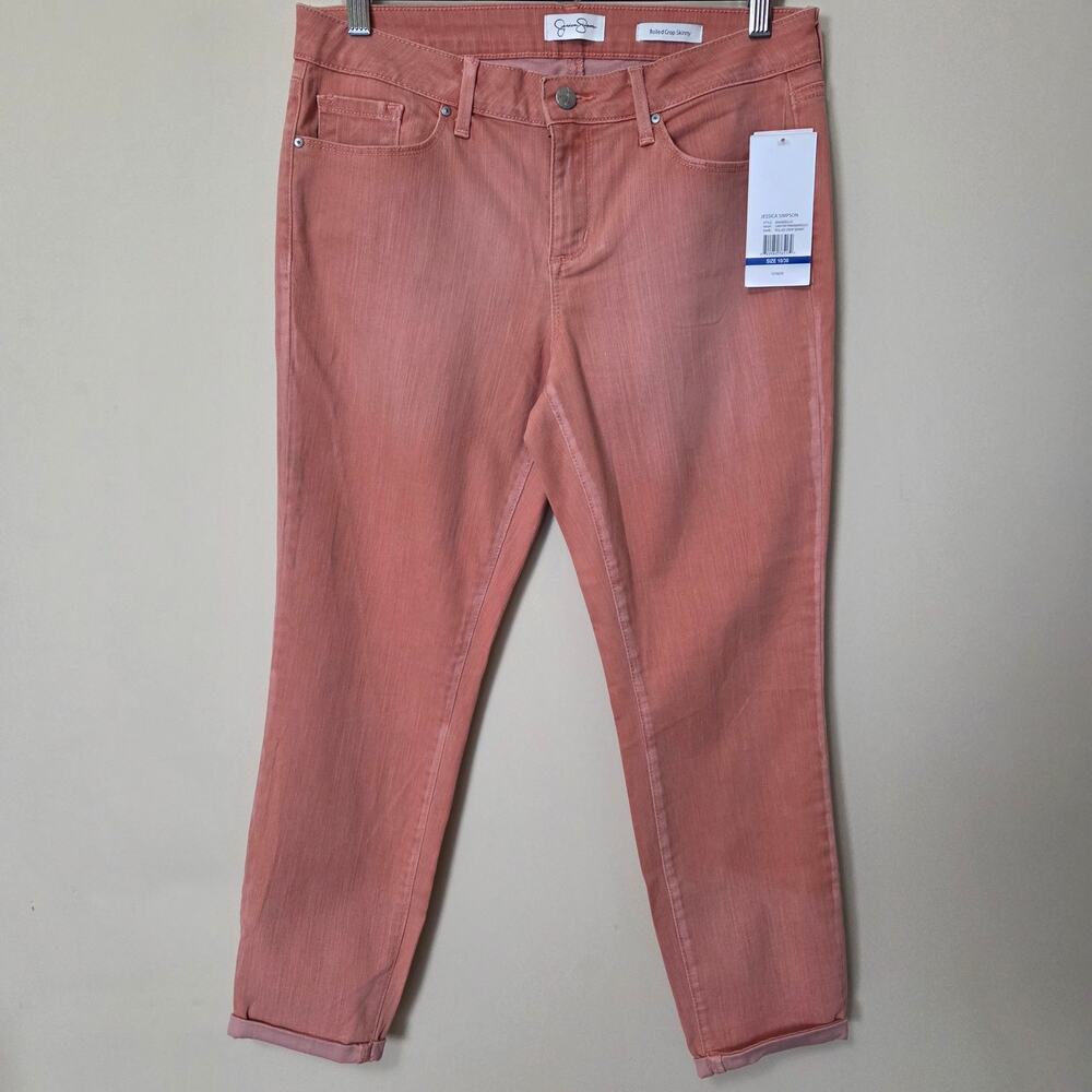 NWT Jessica Simpson 10/30 Rolled Crop Skinny Mid Rise Jeans Flat Front